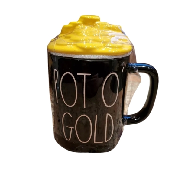 Rae Dunn Pot O Gold St Patrick's mug with gold coin topper New - Picture 1 of 4